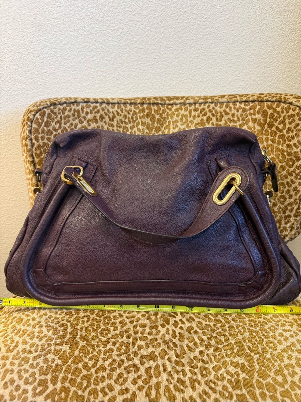 💯Authentic Chloe Paratay Deep Plum/Burg./Purple Bag & Crossbody w Gold Hardware